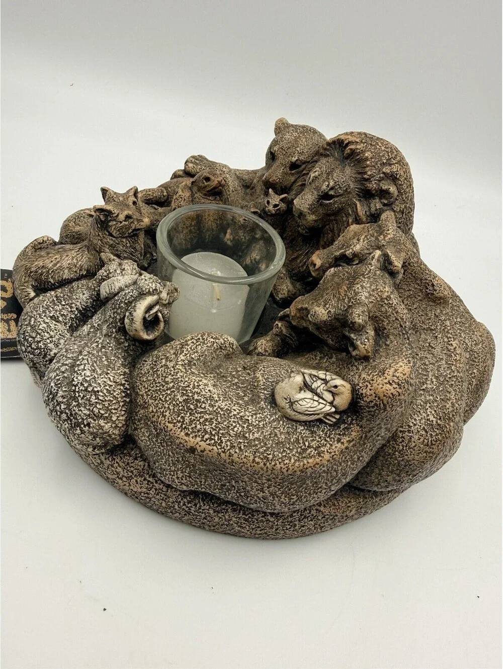 Windstone Editions M Pena Circle Of Ark Animals Candle Holder Lamp VTG NIOB
